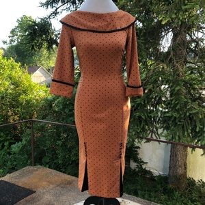 'Iced Coffee' BETTIE PAGE XS Polkadot Pencil Dress